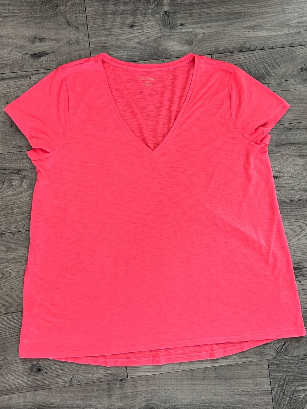 Lilly Pulitzer Etta V-neck Top in Hot Coral Size XXL